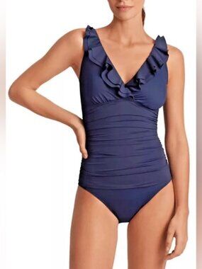 New Ruffle Plunge Tummy Control One-Piece Swimsuit